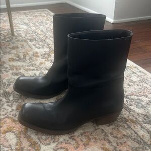 Zara Black Leather Ankle Booties